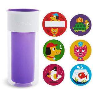 imageMunchkin Miracle 360 Insulated Sippy Cup Includes Stickers to Customize Cup 9 Ounce PinkPurple