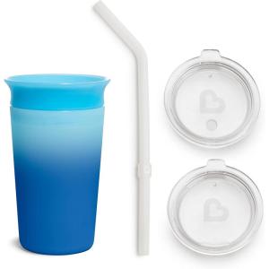 imageMunchkin Miracle 360 Sippy Cup for Toddlers Color Changes with Cold Drinks 9 Ounce BlueBlue  Straw  Sipper Lid