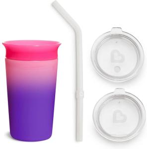 imageMunchkin Miracle 360 Sippy Cup for Toddlers Color Changes with Cold Drinks 9 Ounce BluePink  Straw  Sipper Lid