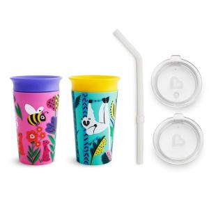 imageMunchkin Miracle 360 WildLove Sippy Cup 9 Ounce 2 Pack Polar BearOrca and 3pc Sipper and Straw Lid