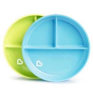 imageMunchkin Stay Put Suction Plates for Baby and Toddler 3 Divided Sections  BlueGreen