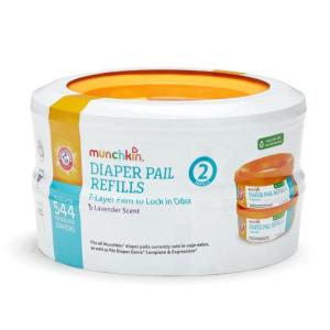 imageMunchkin Arm ampamp Hammer Diaper Pail Refill Rings Holds up to 544 Newborn Diapers 2 Pack1 Count Pack of 2