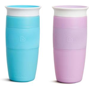 imageMunchkin Sippy Cup for Toddlers Miracle 360 Cup with Straw and Open Sipper Lid Grow with Me Kit 14 Ounce 14 Ounce PinkBluePurple