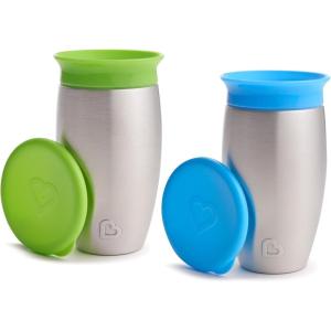 imageMunchkin Stainless Steel Sippy Cups for Toddlers 13 Spill Proof Miracle 360 Cup Insulated 10 Ounce PinkBlueGreen