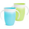 imageMunchkin Sippy Cup for 6 Month Old and Up Spill Proof Miracle 360 Toddler Cups with Transition Handles 7 Ounce 2 Pack BlueGreenBlue  Green