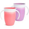 imageMunchkin Sippy Cup for 6 Month Old and Up Spill Proof Miracle 360 Toddler Cups with Transition Handles 7 Ounce 2 Pack PinkPurpleTrainer Cup