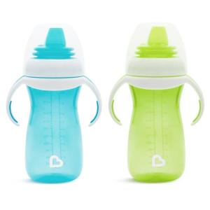 imageMunchkin Gentle Transition Sippy Cup with Trainer Handles 10 Ounce 2 Pack BlueGreen