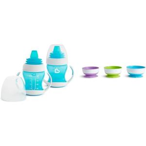 imageMunchkin Gentle Transition Sippy Trainer Cup 4 Ounce 2 Pack Blue ampamp Gentle Transition Sippy Cup with Trainer Handles 10 Ounce BlueCup  3pk Suction Bowls
