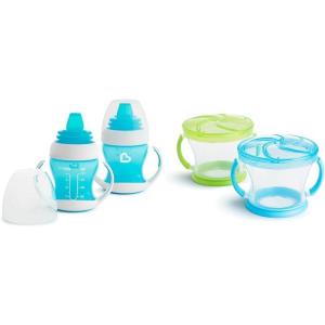 imageMunchkin Gentle Transition Sippy Trainer Cup 4 Ounce 2 Pack Blue ampamp Gentle Transition Sippy Cup with Trainer Handles 10 Ounce BlueCup  FOOD 10861