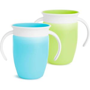 imageMunchkin Sippy Cup for 6 Month Old and Up Spill Proof Miracle 360 Toddler Cups with Transition Handles 7 Ounce 2 Pack BlueGreenBlue  Green