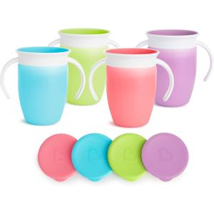 imageMunchkin Sippy Cup for 6 Month Old and Up Spill Proof Miracle 360 Toddler Cups with Transition Handles and Lids 7 Ounce 8 Pack BlueGreenPinkPurple