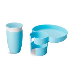 imageMunchkin Carseat Tray with Miracle 360 Sippy Cup for Toddlers 13  Travel ampamp Road Trip Accessory for Kids MessFree Snacking and Spill Proof Drinking in The Car GreenBlue