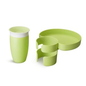 imageMunchkin Carseat Tray with Miracle 360 Sippy Cup for Toddlers 13  Travel ampamp Road Trip Accessory for Kids MessFree Snacking and Spill Proof Drinking in The Car GreenGreen