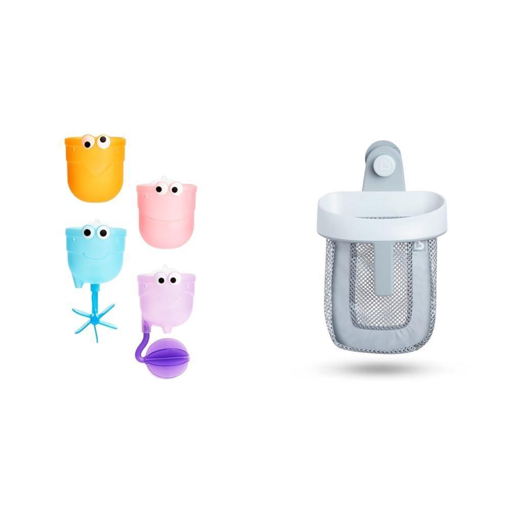 imageMunchkin Falls Baby and Toddler Bath Toy ampamp Super Scoop Hanging Bath Toy Storage with Quick Drying Mesh Grey