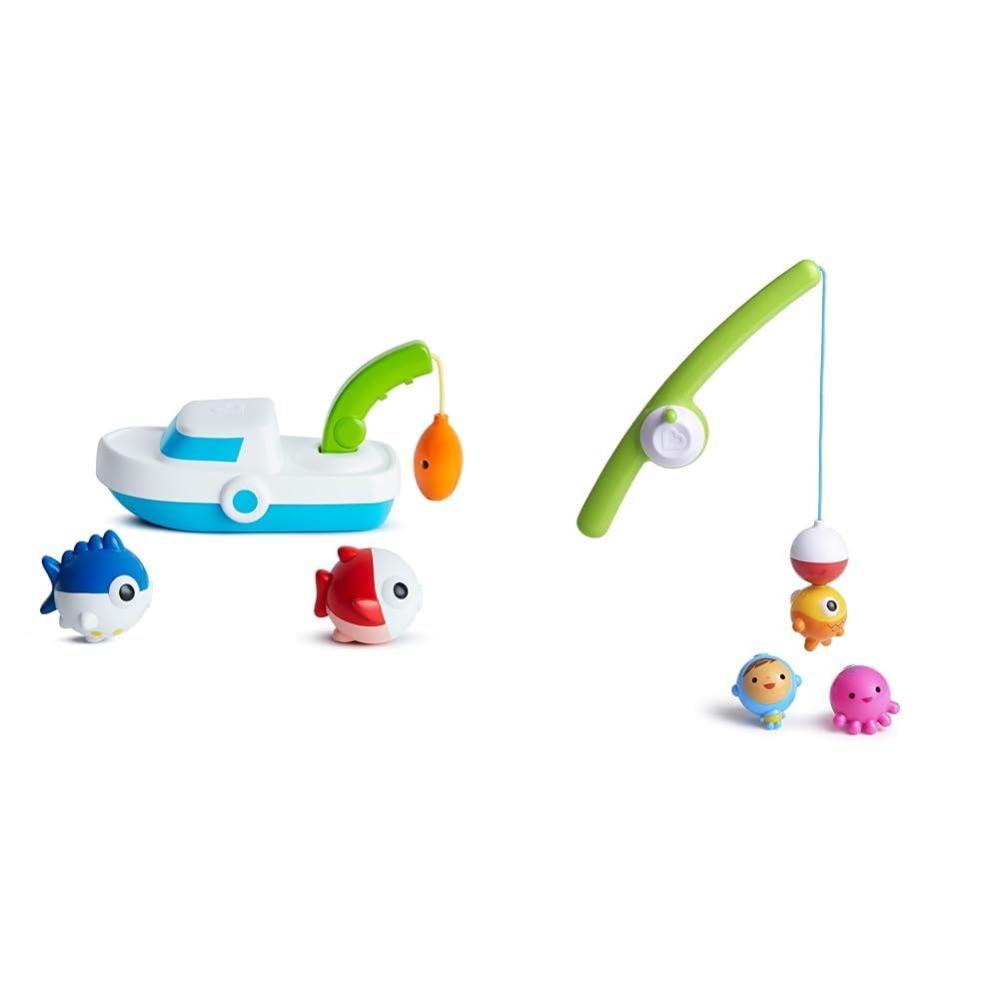 imageMunchkin Magnetic Fishing Bath Toys  Toddler Boat Set with Rod and 2 Fish Plus 4pc Bobbing Sea Creature Set