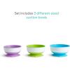 image:imageMunchkin Stay Put Munchkin Suction Baby Bowls with Lids  Dishes for Babies and Toddlers SelfFeeding Bowl Set for Kids 6 Months 3 Pack PinkPurple3pk BlueGreenPurple