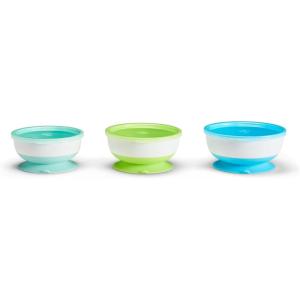 image:imageMunchkin Stay Put Munchkin Suction Baby Bowls with Lids  Dishes for Babies and Toddlers SelfFeeding Bowl Set for Kids 6 Months 3 Pack PinkPurple3pk with Lids BlueGreenMint
