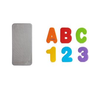 image:imageMunchkin Soft Spot Cushioned Bath Mat for Kids Grey amp  Learn Bath Letters and Numbers 36pc Toddler Bath Toy